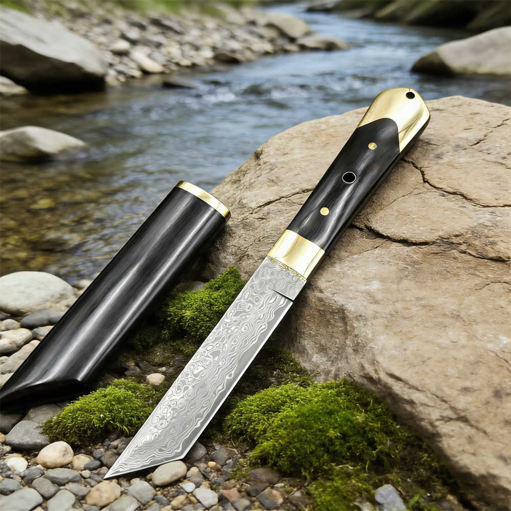 Edc Pocket Carry Fixed Blade - Yüksek Sertlikte Şam Çelikli Bıçak Abanoz