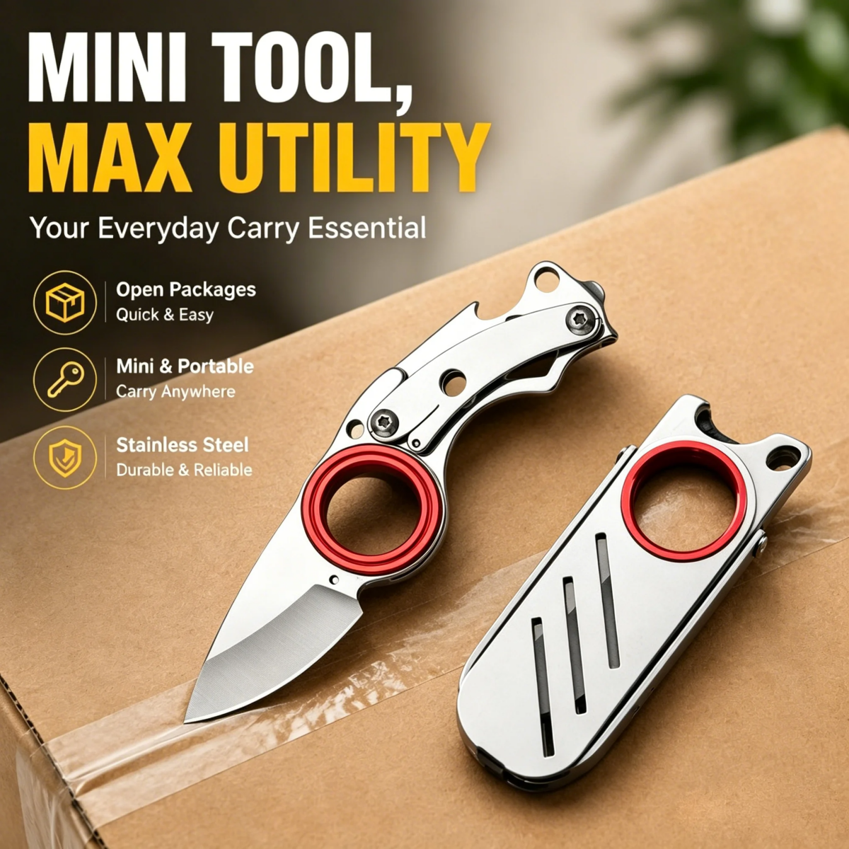 Edc Carry Knife - Mini Paslanmaz Çelik EDC Anahtarlık Kolye