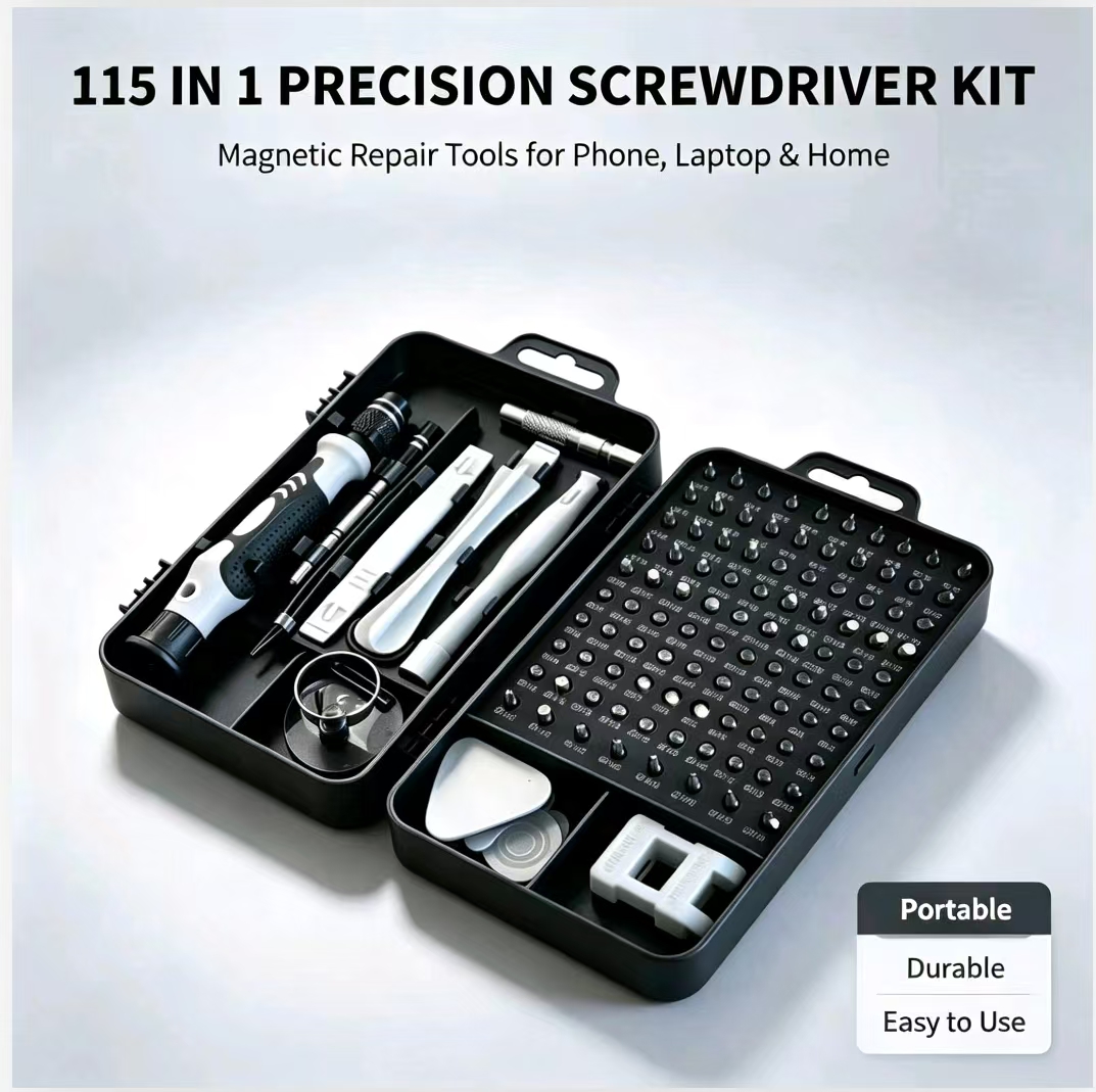 Micro Screwdriver Kit - Taşınabilir 115'i 1 Arada Manyetik Tornavida
