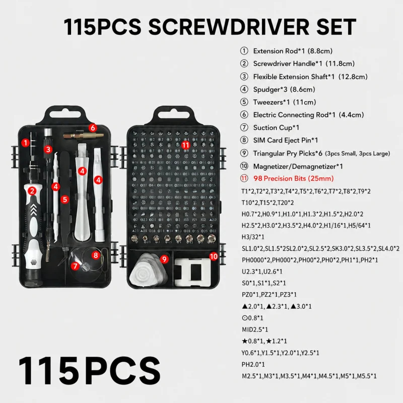 Taşınabilir 115'i 1 Arada Many - Micro Screwdriver Kit incelemesi ve fiyatı